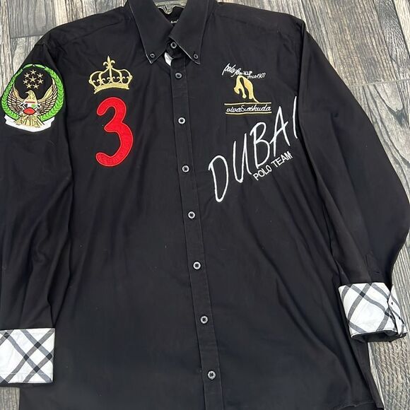 🔥 VIVA & ESKUDA Dubai Polo Team - Black LS Button Down Shirt Men Sz Medium - EU - Picture 2 of 14